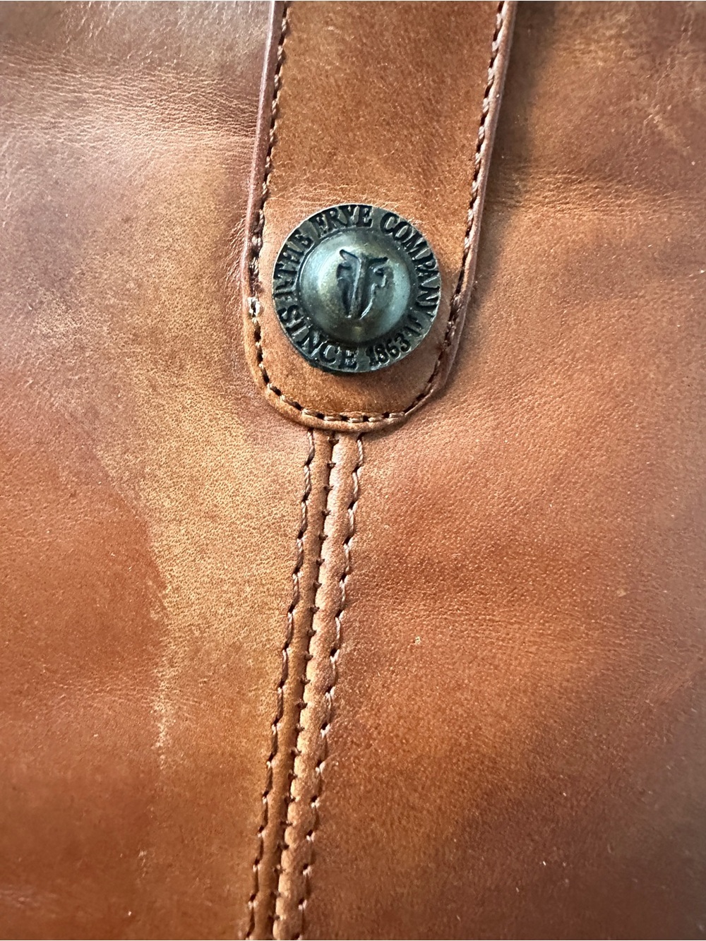 Frye Tall Riding Boots in Rich Cognac Brown Leather - Picture 4 of 5
